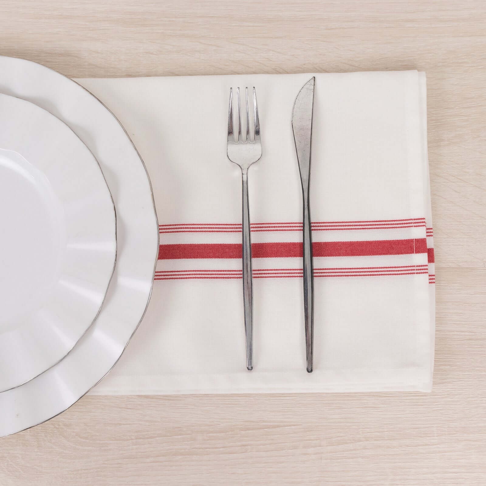 10 pcs 22"x18" Polyester Napkins with Stripes Wedding Party Table Decorations - Picture 45 of 63
