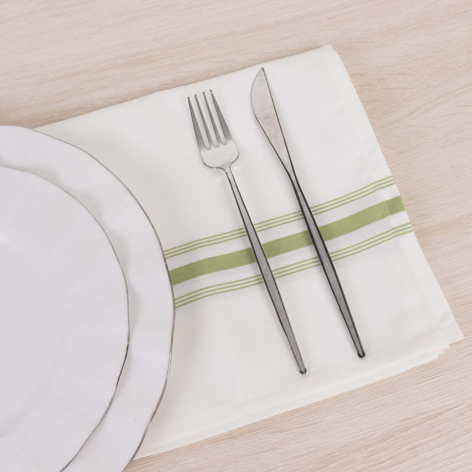 10 pcs 22"x18" Polyester Napkins with Stripes Wedding Party Table Decorations - Picture 50 of 63