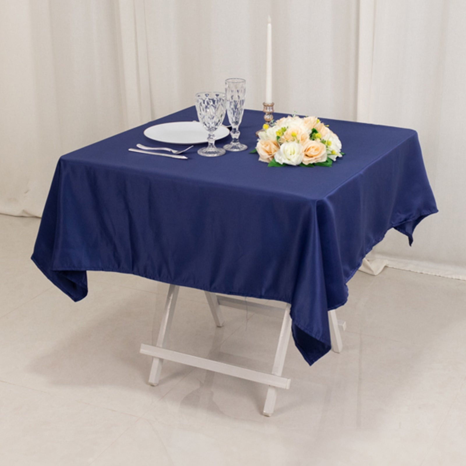 54"x54" Square Lamour Satin Tablecloths for a Wedding Party Decorations Supplies - Picture 83 of 135