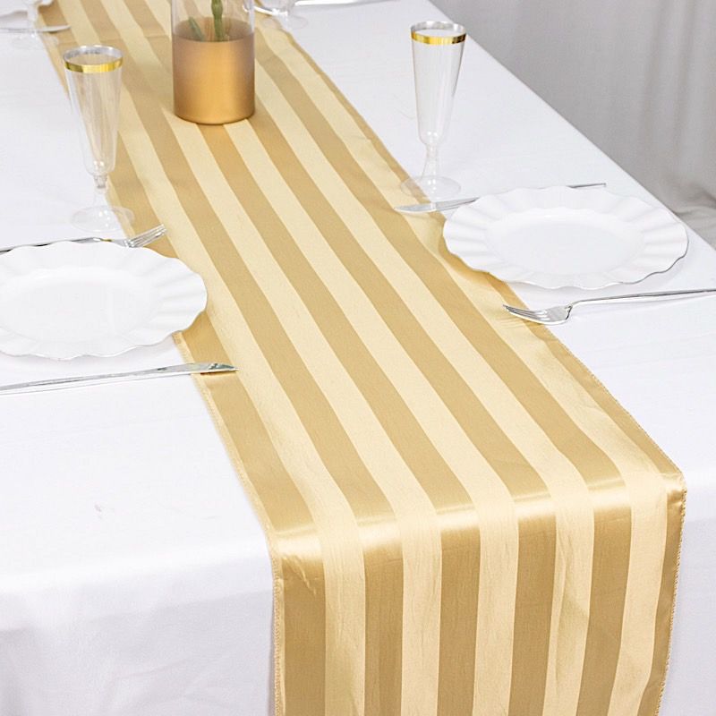 12x108 in Stripes Satin TABLE RUNNER Wedding Party Linens Events Decorations - Picture 11 of 65