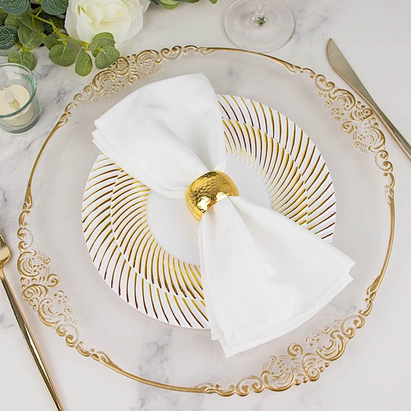 10 Round 9 in Disposable Dinner Plastic PLATES Swirl Design Trim Party Events - Picture 10 of 25