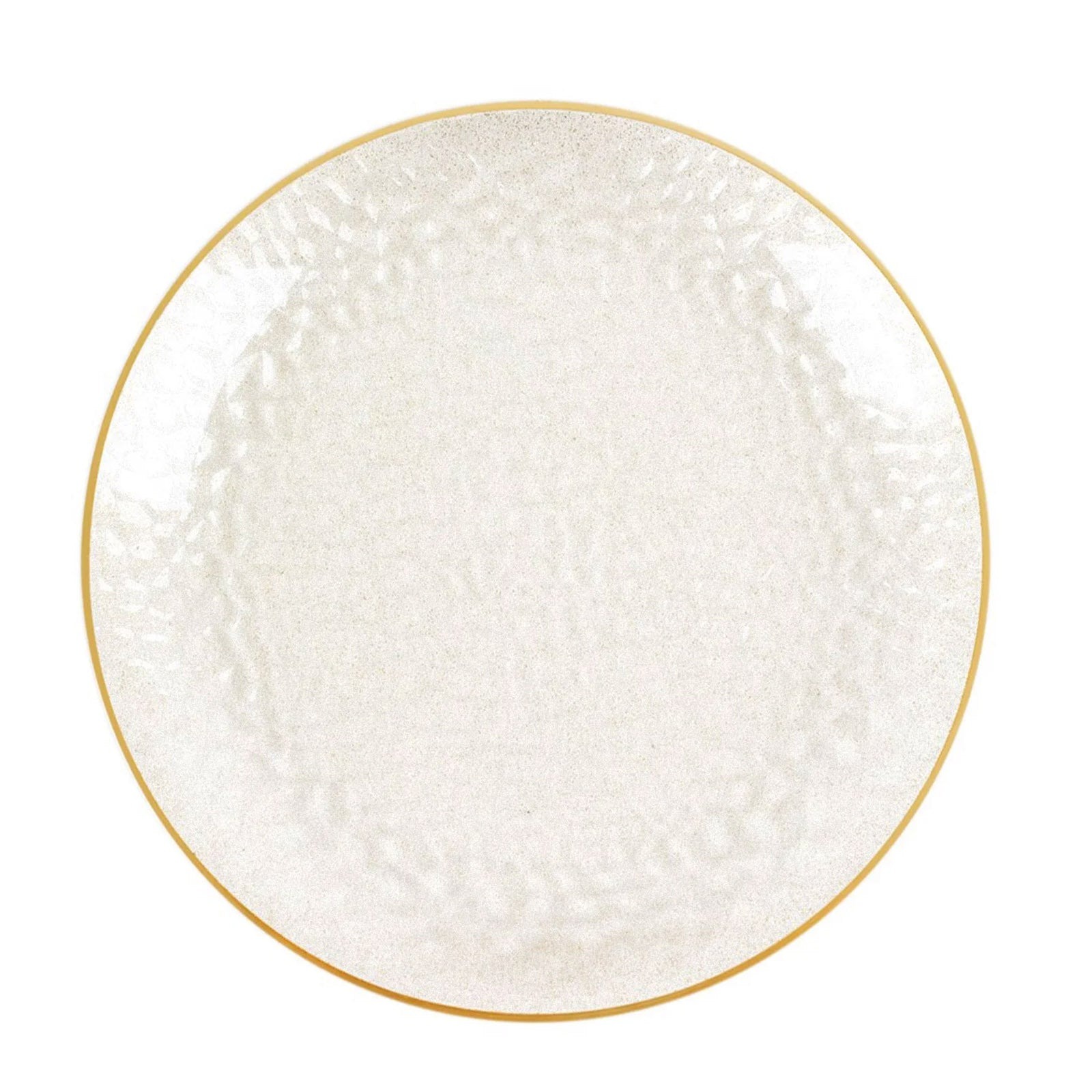 10 Round 13″ Hammered Plastic Charger Plates Glitter Gold Rim Party Decorations