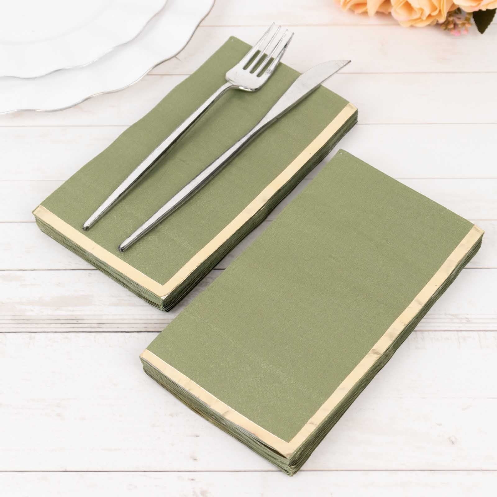 50 Plain Soft 2 Ply Dinner Table Paper NAPKINS with Gold Foil Edge Party Events - Picture 18 of 41
