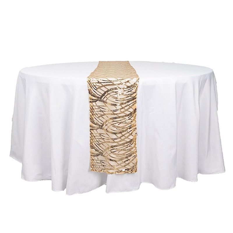 12x108 in Mesh Wavy Embroidered Sequins TABLE RUNNER Party Events Decorations - Picture 28 of 70