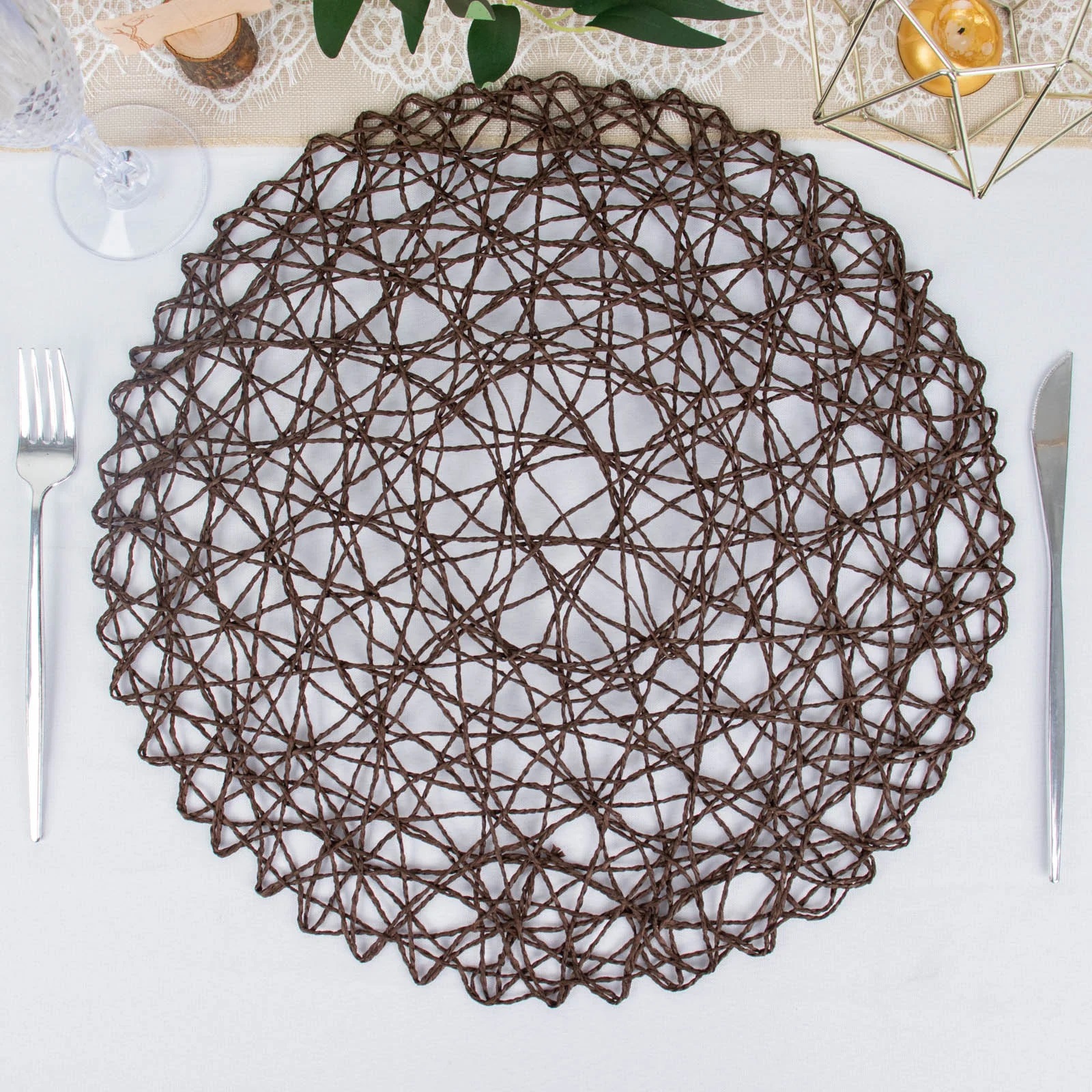 12 pcs 15" wide Round Metallic String Placemats Wedding Party Table Decorations - Picture 11 of 47