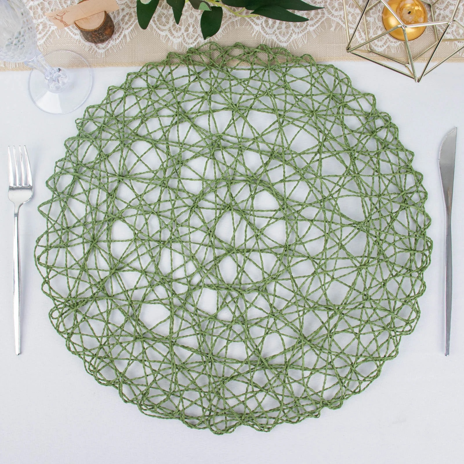 12 pcs 15" wide Round Metallic String Placemats Wedding Party Table Decorations - Picture 33 of 47