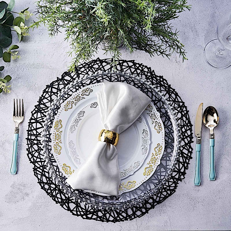 6 pcs 15" wide Round Vinyl String Placemats Wedding Table Party Decorations - Picture 9 of 36