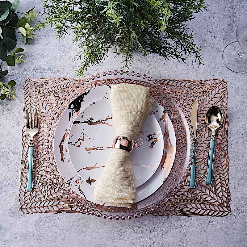 6 Rectangle 18-Inch Wheat Maze Design Vinyl Placemats Wedding Home Decorations - Picture 18 of 25