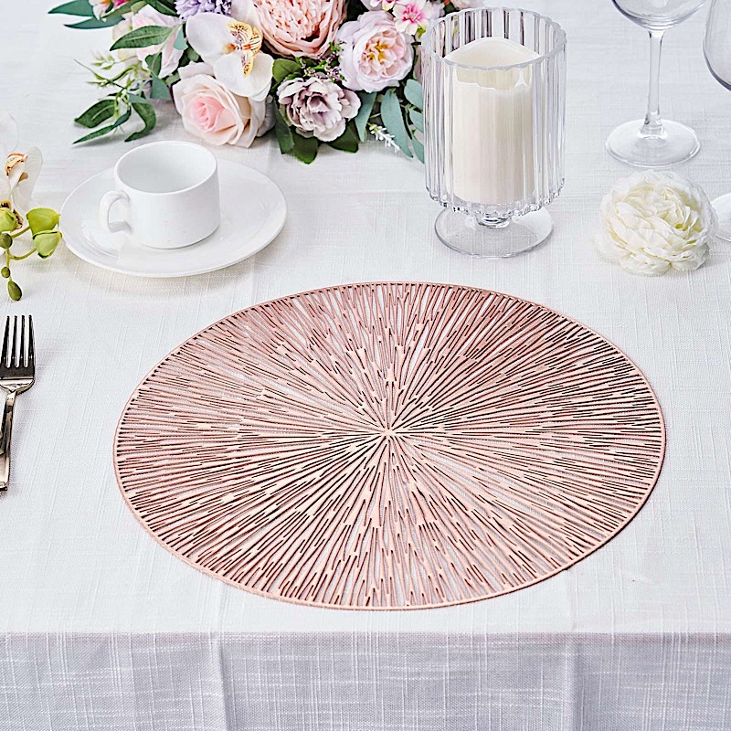 6 pcs 15" wide Spike Round Vinyl Placemats Wedding Party Decorations - Picture 16 of 27