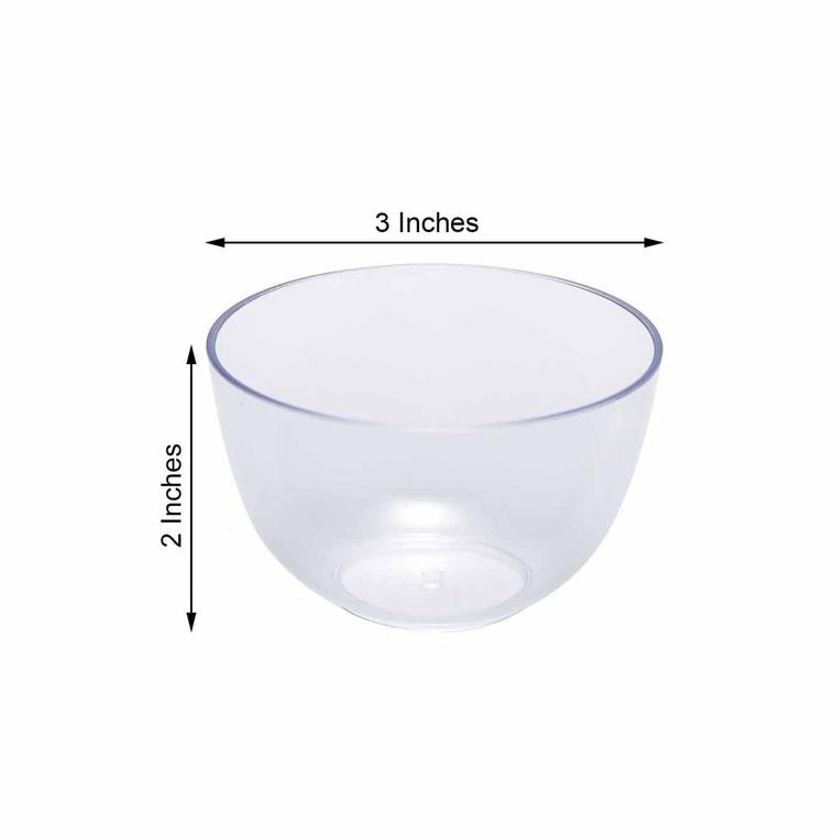 4 oz 3" Clear Round PLASTIC MINI BOWLS Single Serve Wedding Party Disposable