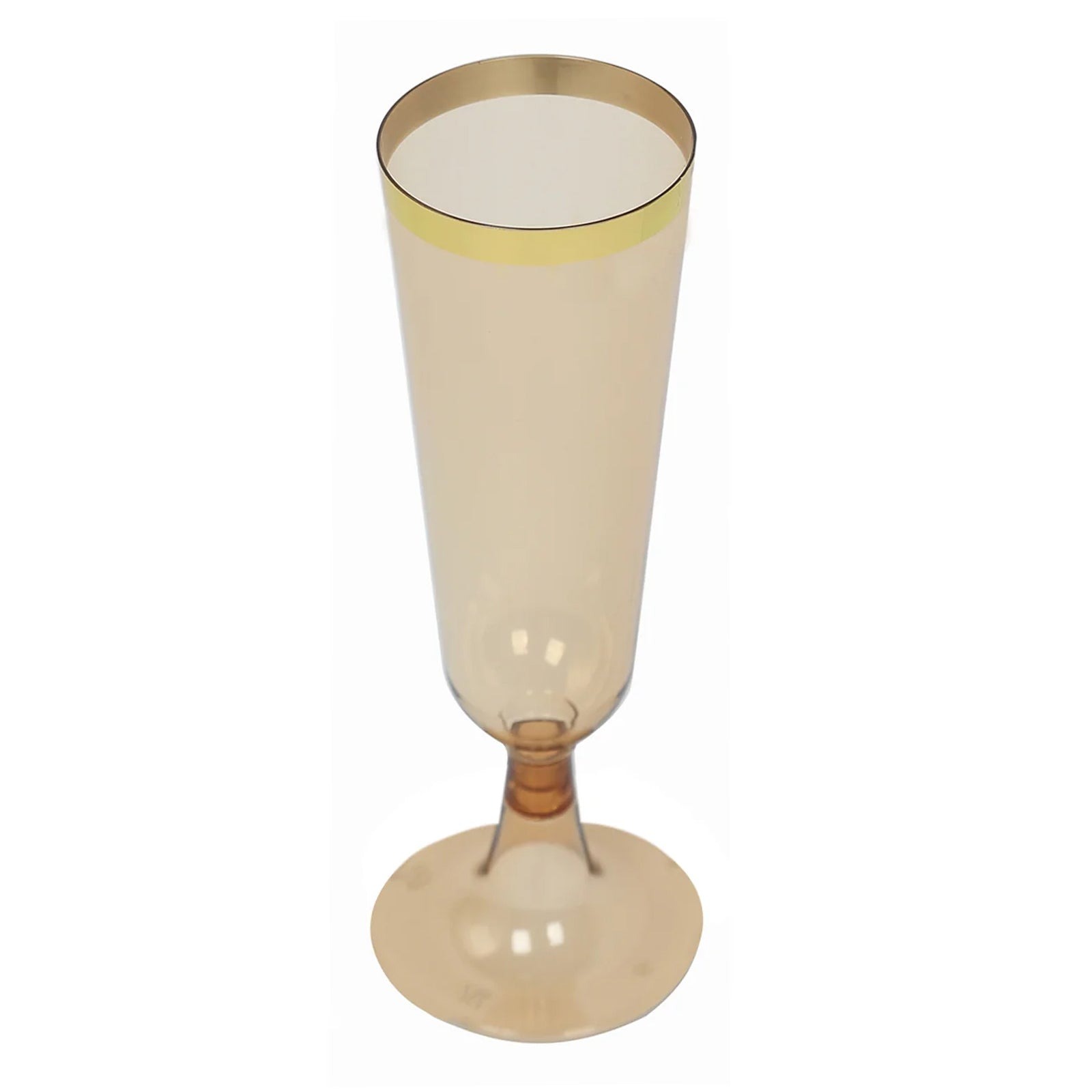 5 oz Amber Gold with Gold Rim Plastic Champagne Disposable Glasses Party