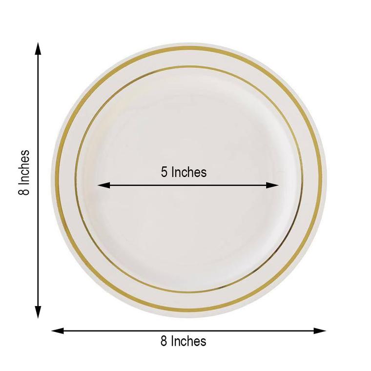 8" Dessert Plastic Round Plates Trim Party Wedding Disposable Tableware Events