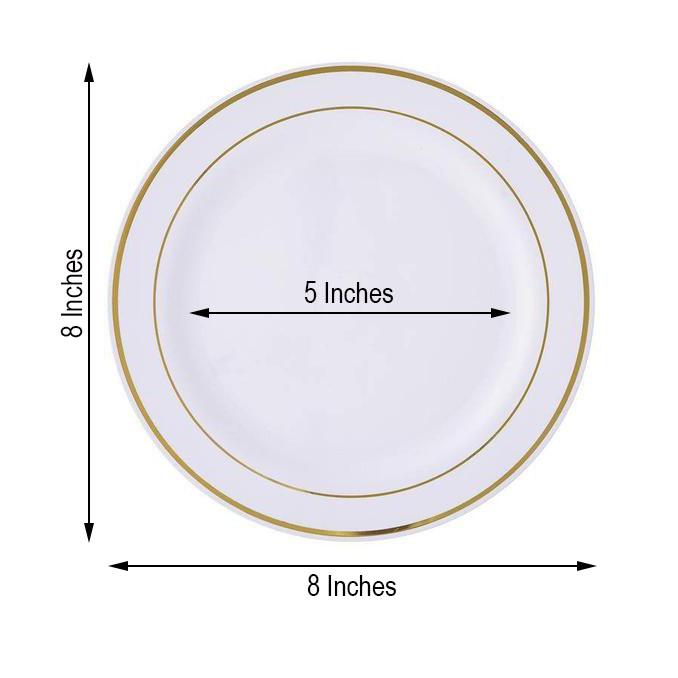 8" Dessert Plastic Round Plates Trim Party Wedding Disposable Tableware Events