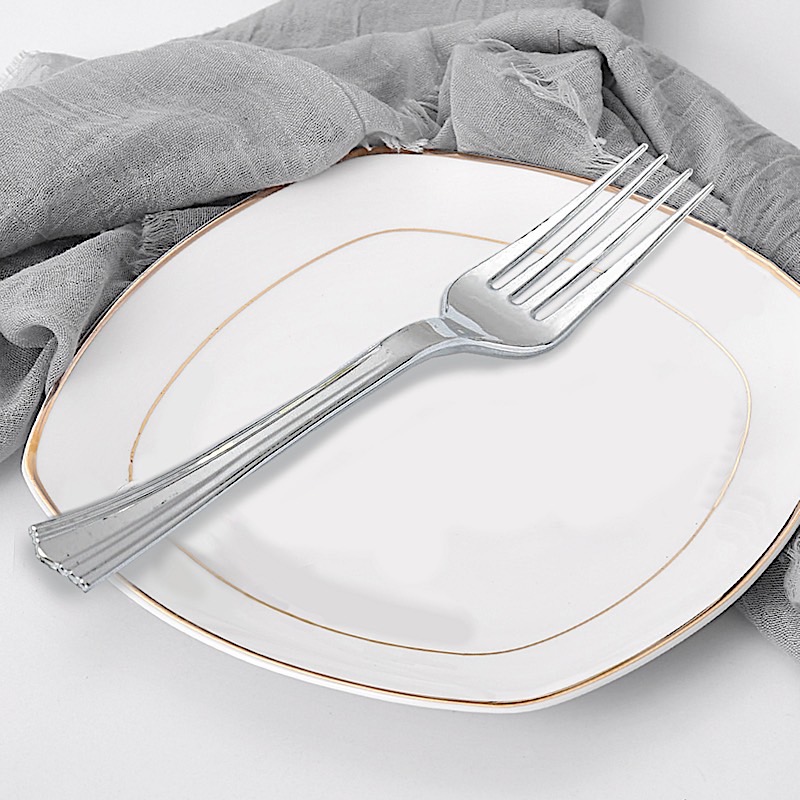 Plastic SILVER FORKS Disposable TABLEWARE Party Wedding Catering Light Gray Bar