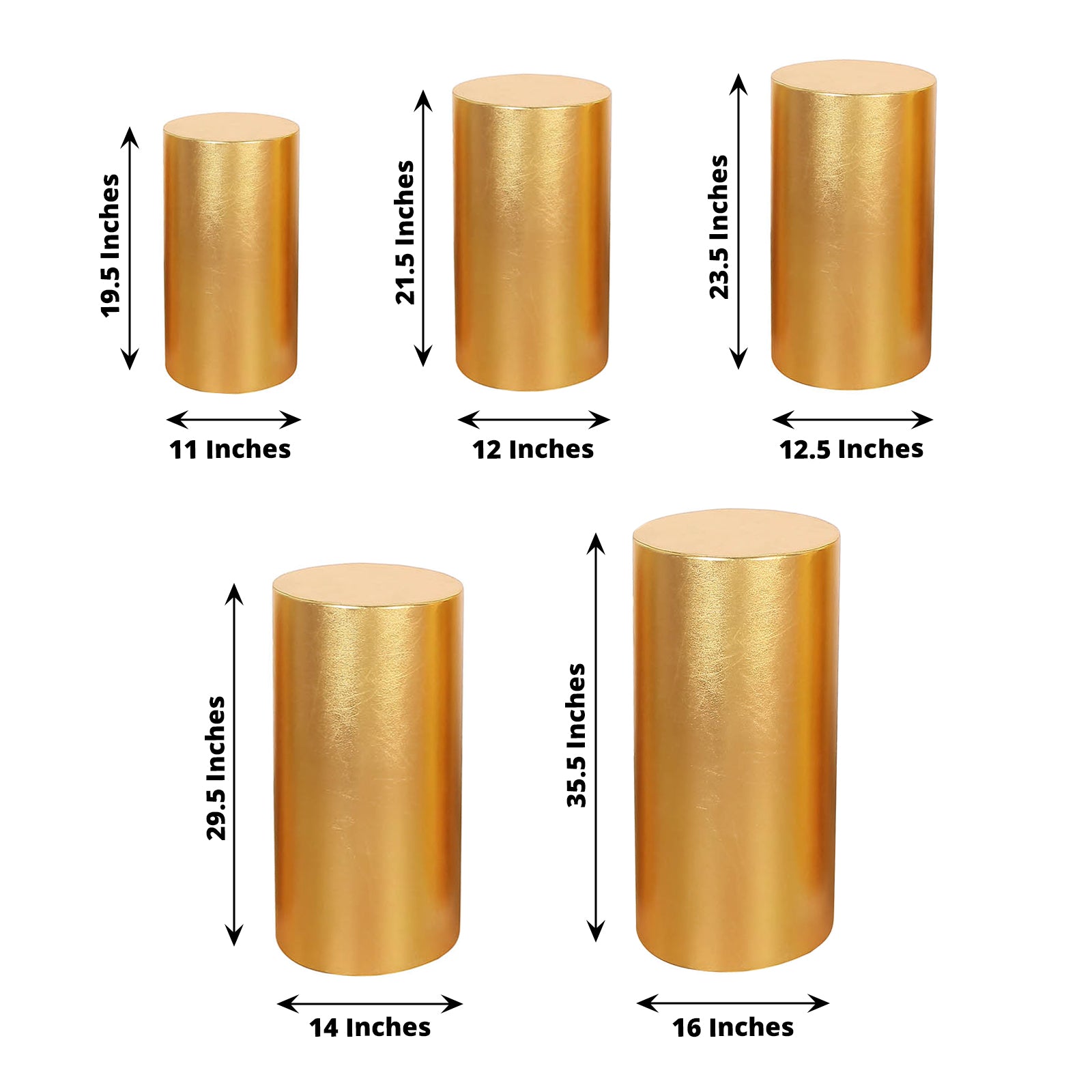 5 Cylinder Pedestal Metallic Fitted Spandex Display STAND COVERS Set Party Event - Picture 20 of 25