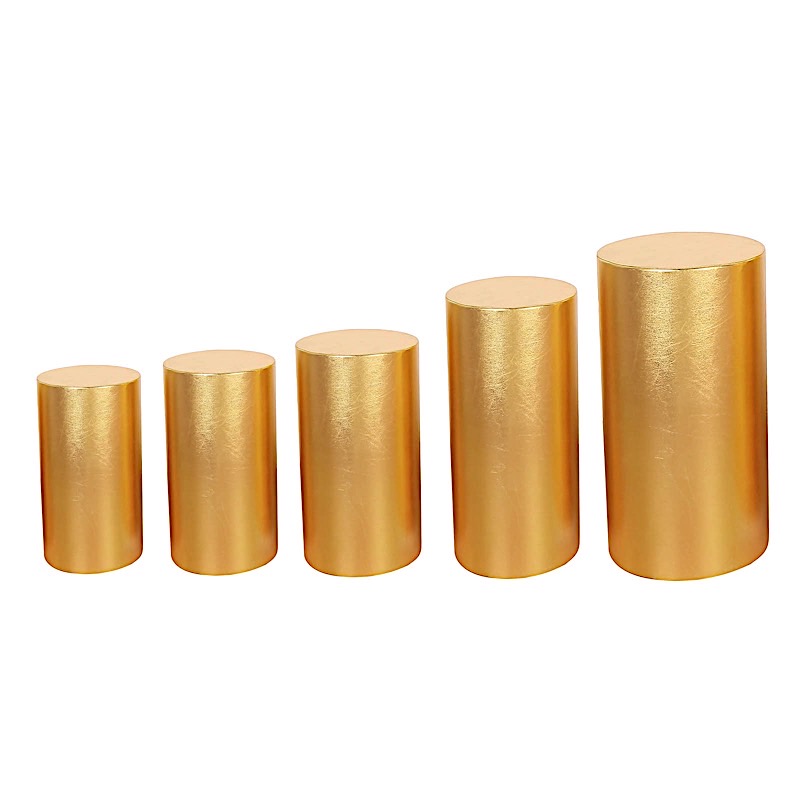 5 Cylinder Pedestal Metallic Fitted Spandex Display STAND COVERS Set Party Event - Picture 18 of 25