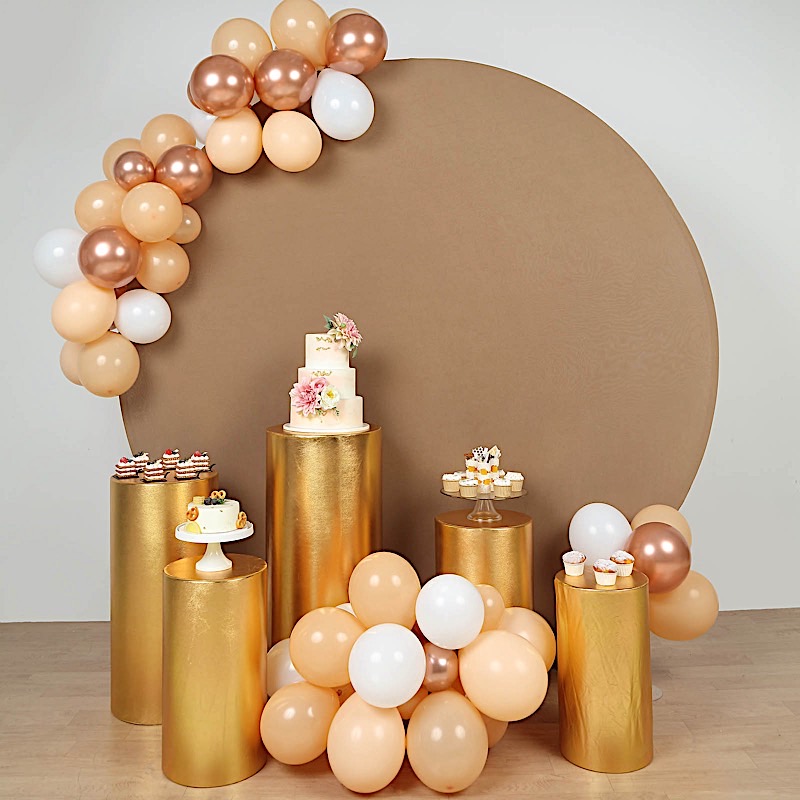 5 Cylinder Pedestal Metallic Fitted Spandex Display STAND COVERS Set Party Event - Picture 22 of 25