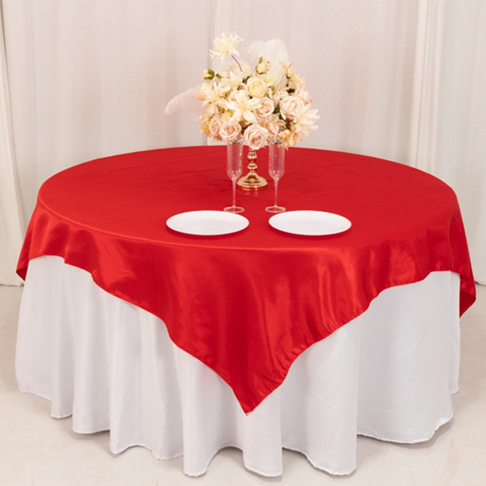 72" Square SATIN Table Overlay Smooth Finish Wedding Table Linens Decorations - Picture 133 of 171