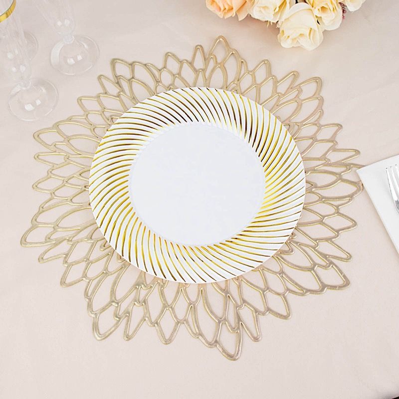 10 Round 9 in Disposable Dinner Plastic PLATES Swirl Design Trim Party Events - Picture 12 of 25