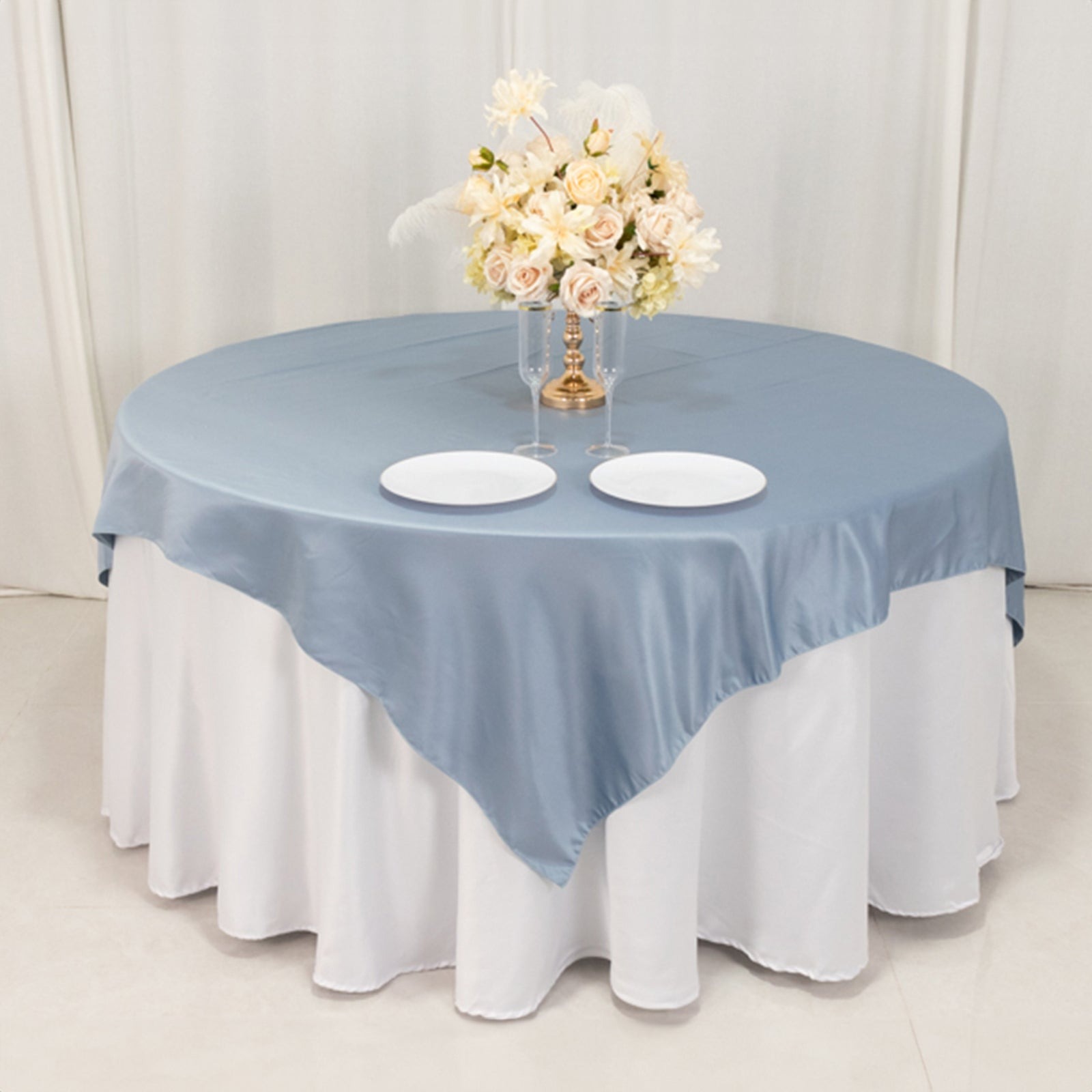 72" Square SATIN Table Overlay Smooth Finish Wedding Table Linens Decorations - Picture 45 of 171