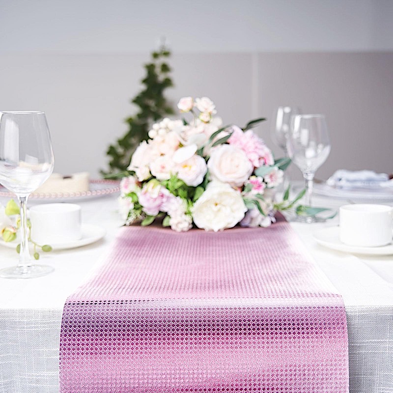 12x108" Glitter Paper Disposable Table Runner Diamond Design Wedding Catering - Picture 9 of 18