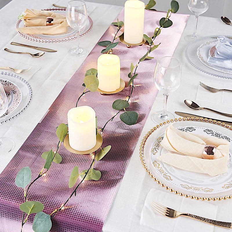 12x108" Glitter Paper Disposable Table Runner Diamond Design Wedding Catering - Picture 6 of 18