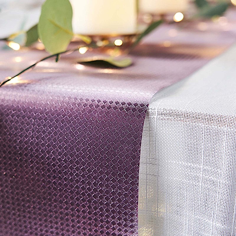 12x108" Glitter Paper Disposable Table Runner Diamond Design Wedding Catering - Picture 4 of 18
