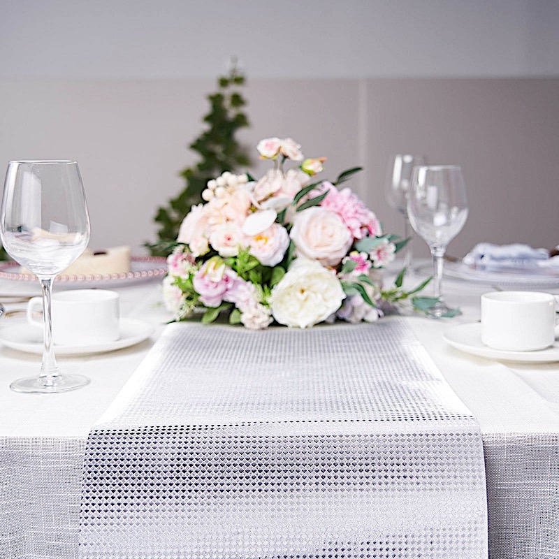 12x108" Glitter Paper Disposable Table Runner Diamond Design Wedding Catering - Picture 17 of 18