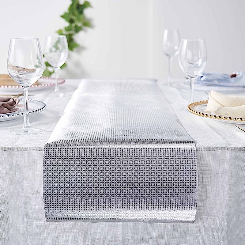 12x108" Glitter Paper Disposable Table Runner Diamond Design Wedding Catering - Picture 15 of 18