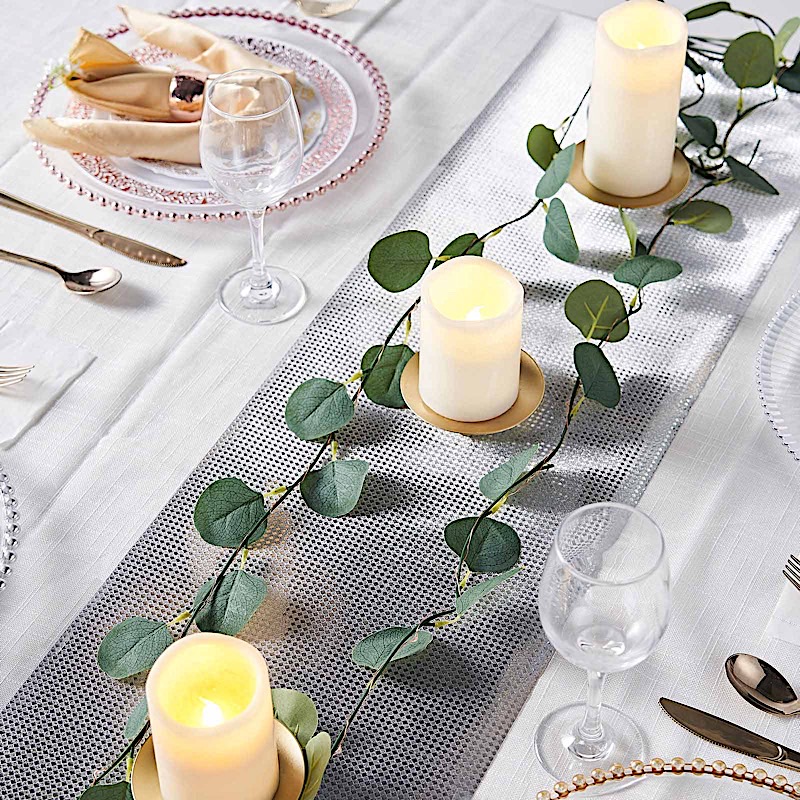 12x108" Glitter Paper Disposable Table Runner Diamond Design Wedding Catering - Picture 14 of 18