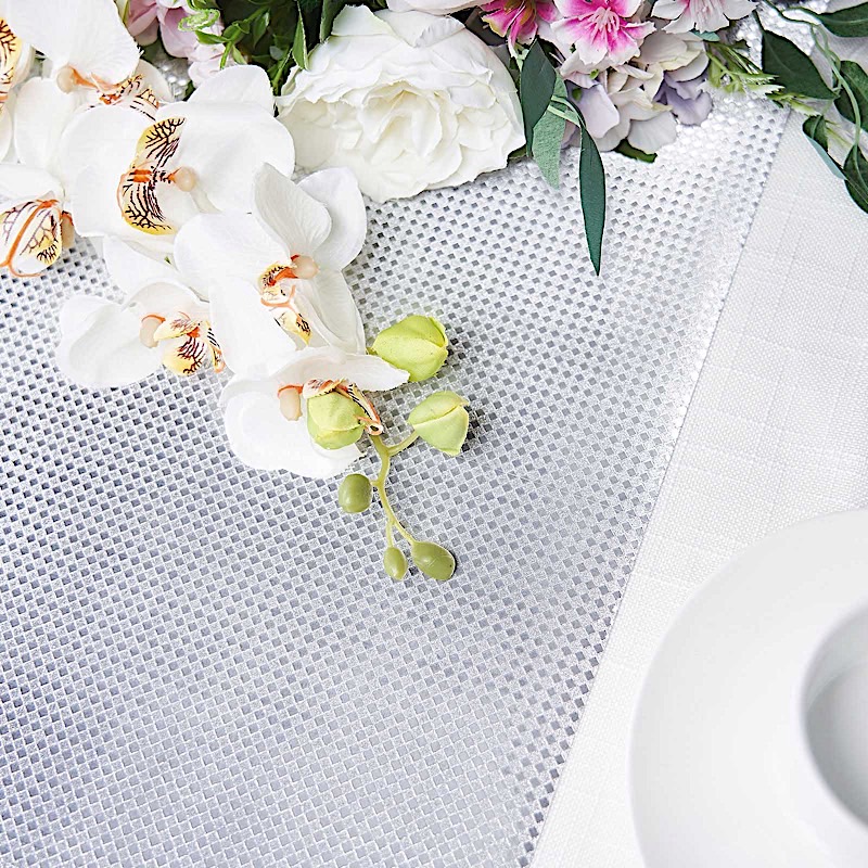 12x108" Glitter Paper Disposable Table Runner Diamond Design Wedding Catering - Picture 16 of 18