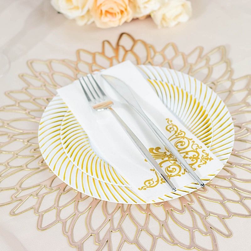 10 Round 7 in Disposable Salad Plastic PLATES Swirl Design Trim Party Events - Picture 17 of 26