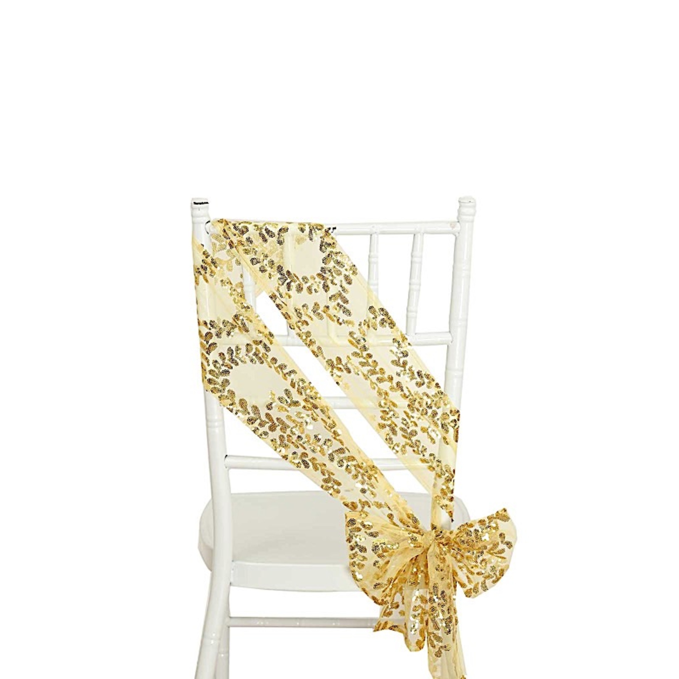 5 GOLD Embroidered Sequin CHAIR SASHES Party Events Decorations Supplies