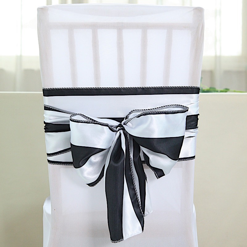 5 pcs Satin Stripe Chair Sashes Party Wedding Dinner Event Decorations Supplies