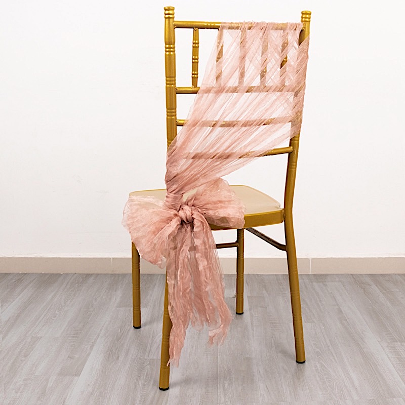 5 Sheer Crinkled Organza Chair Sashes Party Event Reception Decorations Supplies