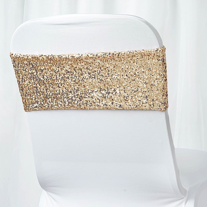 SPANDEX Sequined Chair Sashes for Wedding Party Decorations Wholesale Supplies - Picture 26 of 137