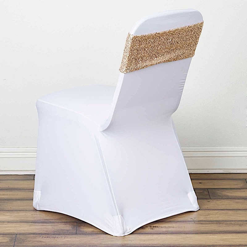 SPANDEX Sequined Chair Sashes for Wedding Party Decorations Wholesale Supplies - Picture 32 of 137