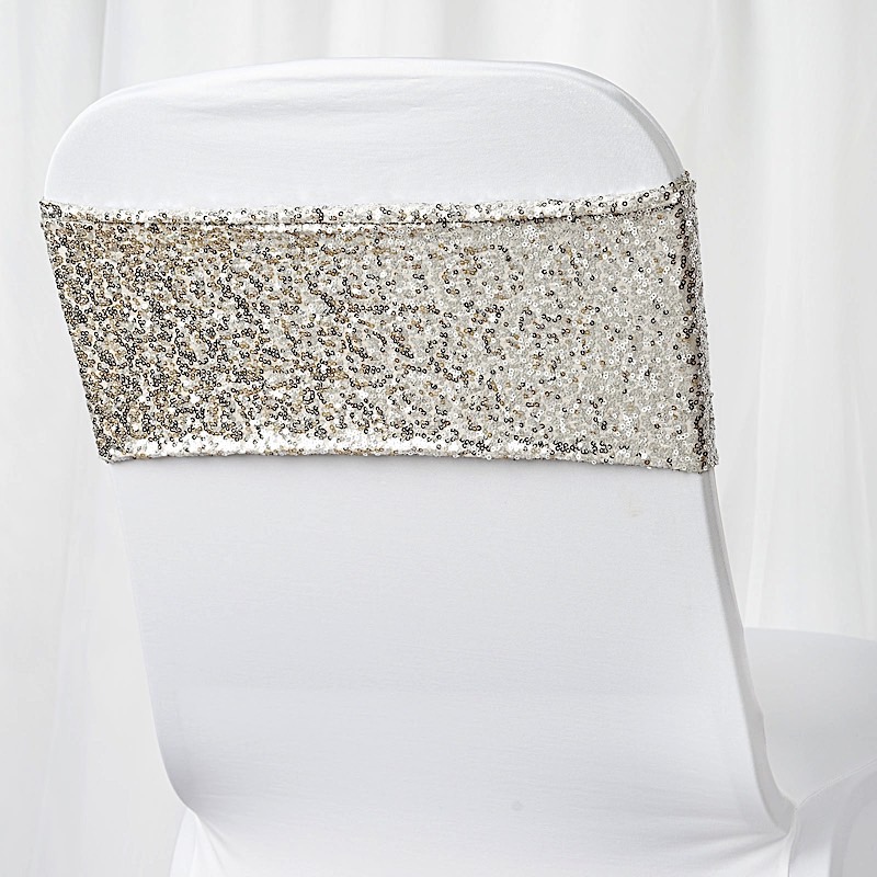 SPANDEX Sequined Chair Sashes for Wedding Party Decorations Wholesale Supplies - Picture 122 of 137