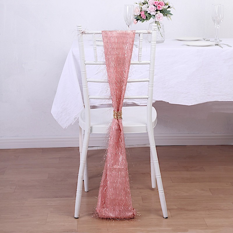 5 Polyester Chair Sashes Metallic Fringe Wedding Party Events Home Decorations