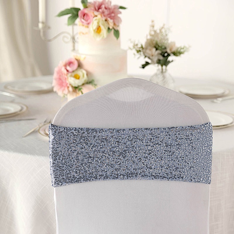 SPANDEX Sequined Chair Sashes for Wedding Party Decorations Wholesale Supplies - Picture 39 of 137