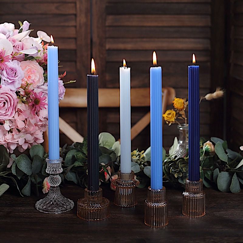 5 Unscented 9 in Premium Wax Taper CANDLES Ribbed Design Party Events Supplies - Picture 12 of 73