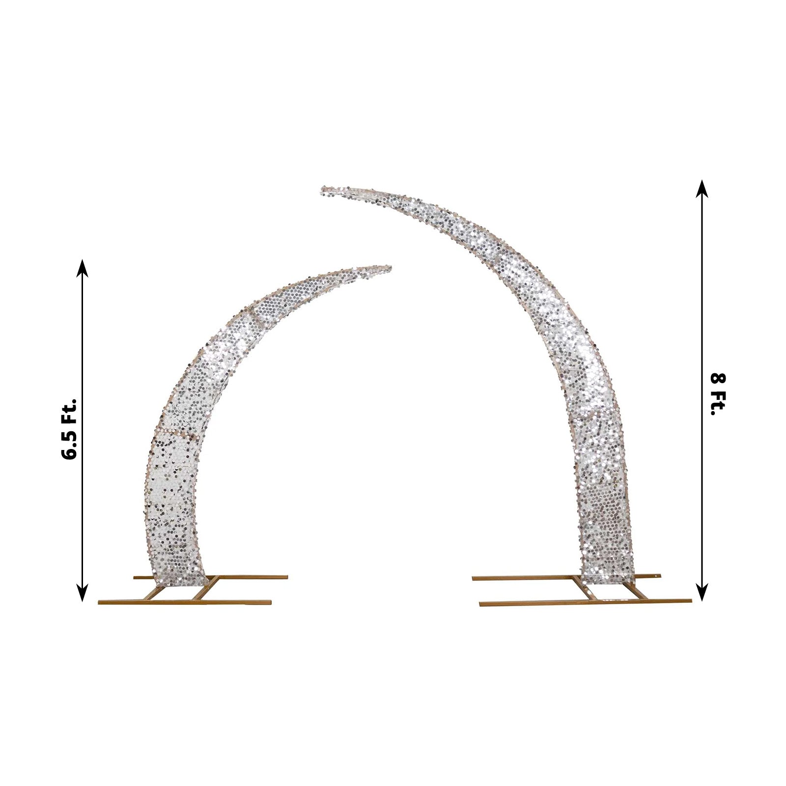 2 Big Payette Sequin Half Crescent Moon Wedding Arch Backdrop Stand Decorations - Picture 14 of 18