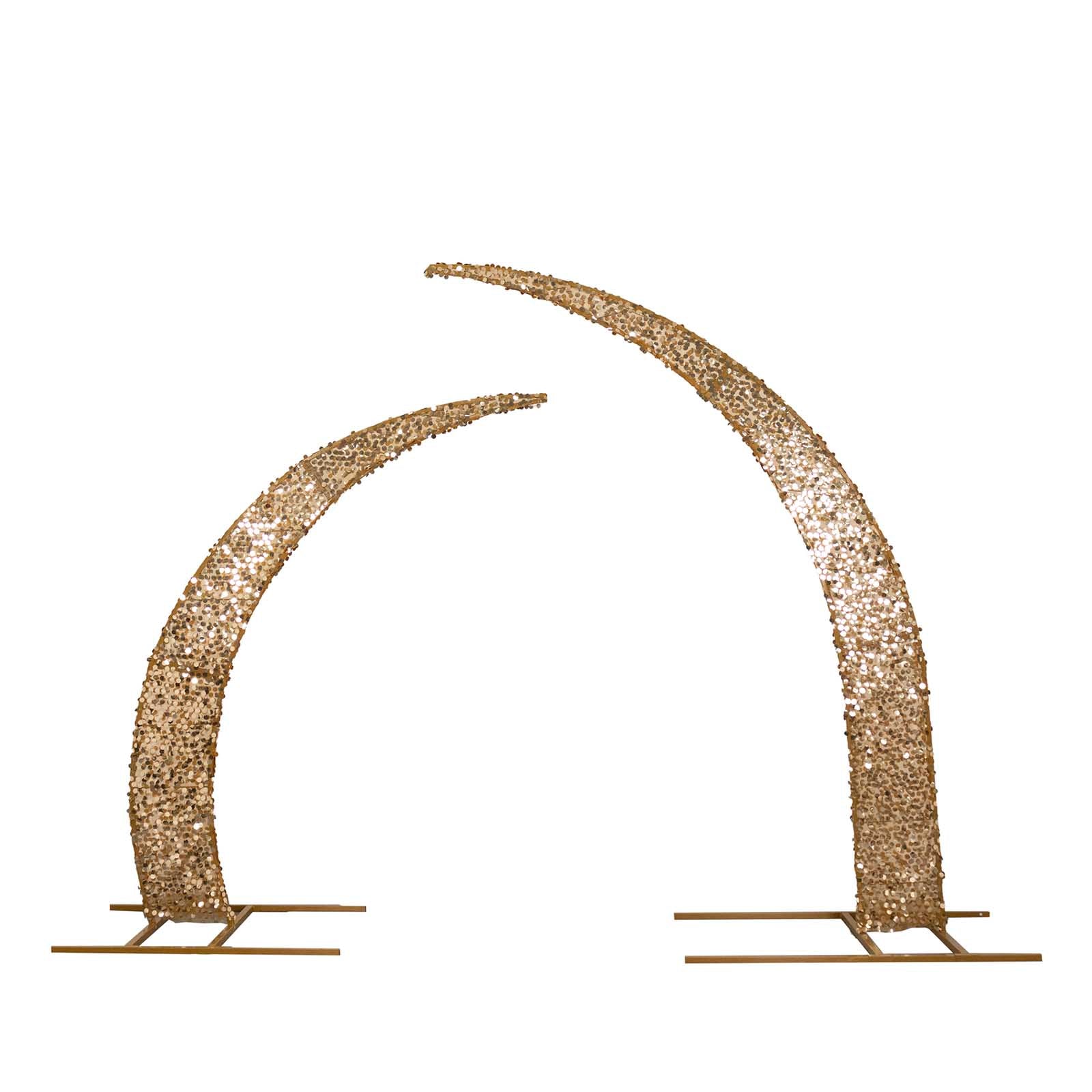 2 Big Payette Sequin Half Crescent Moon Wedding Arch Backdrop Stand Decorations - Picture 3 of 18