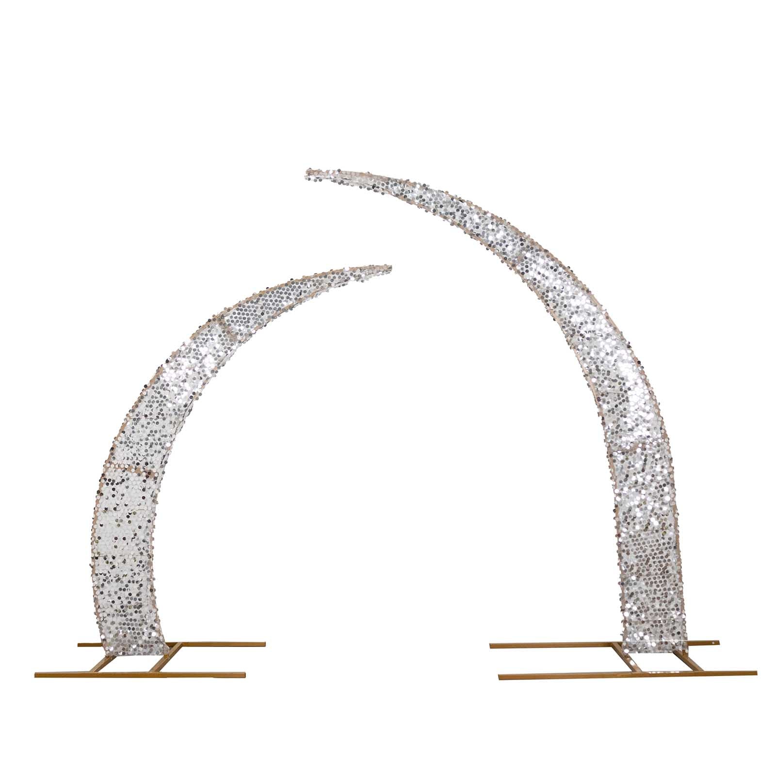 2 Big Payette Sequin Half Crescent Moon Wedding Arch Backdrop Stand Decorations - Picture 11 of 18
