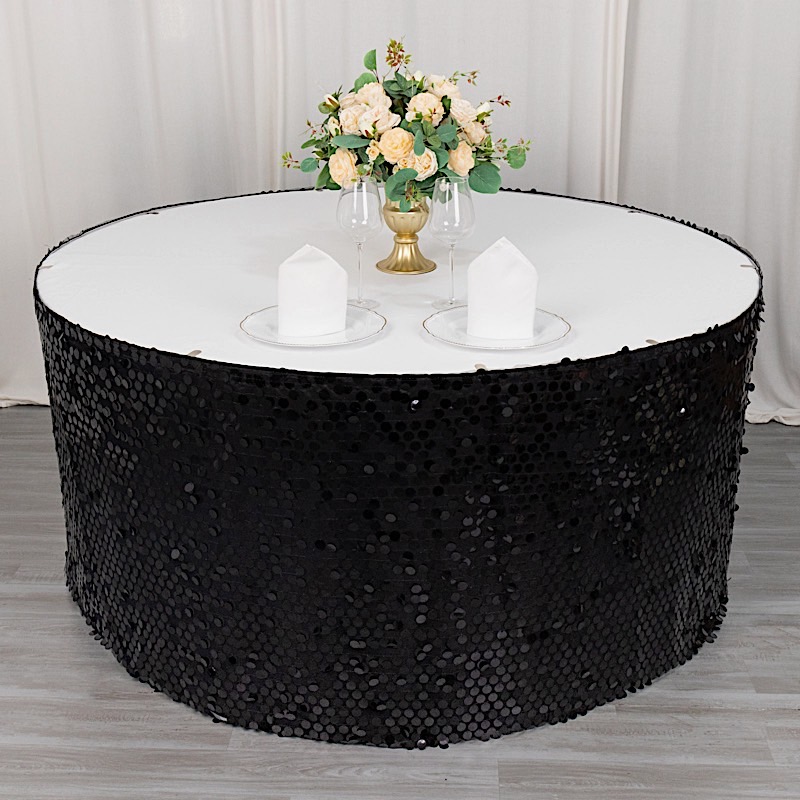 21 ft Big Payette Sequin Satin Dual Layered Table Skirt Party Events Decorations - Picture 8 of 25