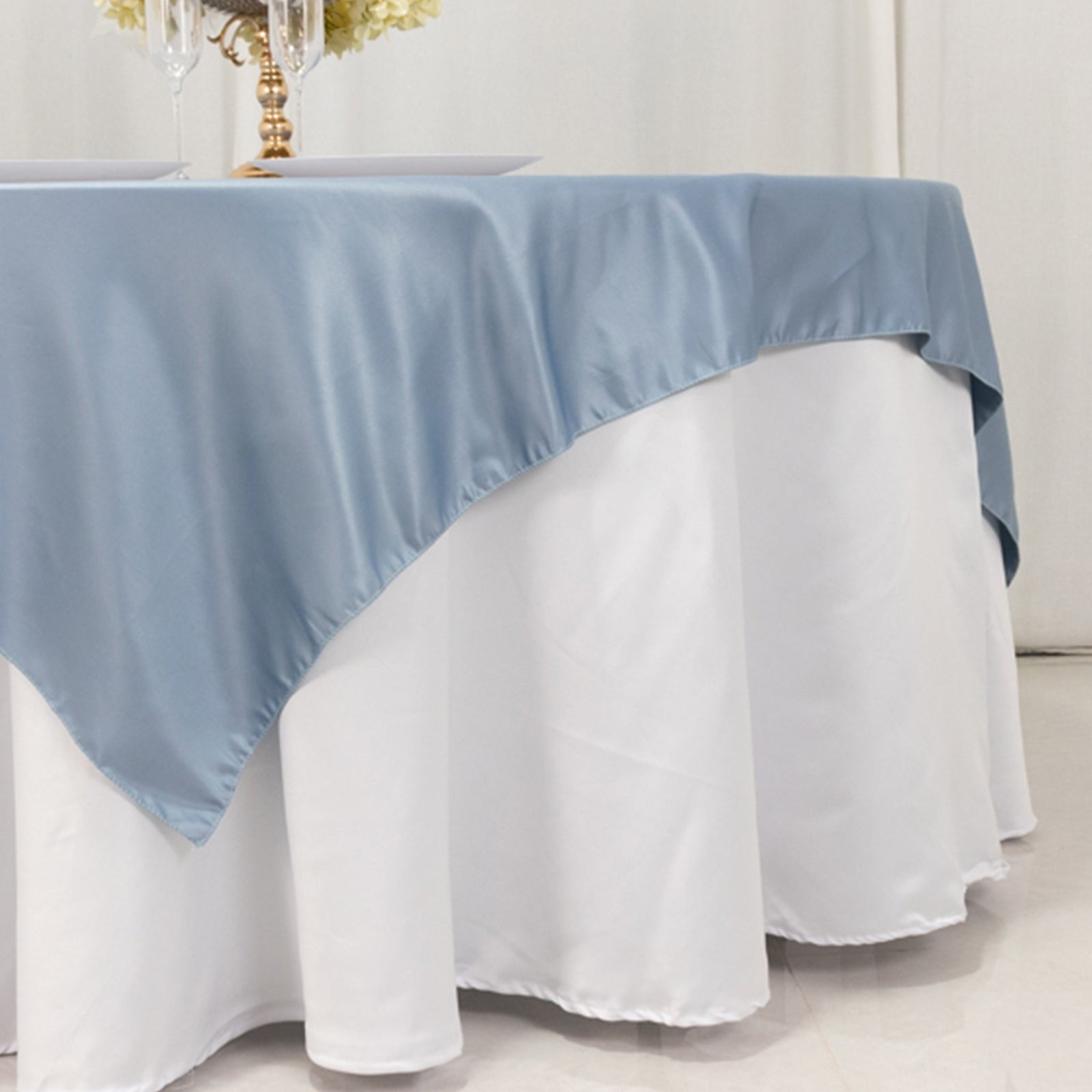 72" Square SATIN Table Overlay Smooth Finish Wedding Table Linens Decorations - Picture 48 of 171