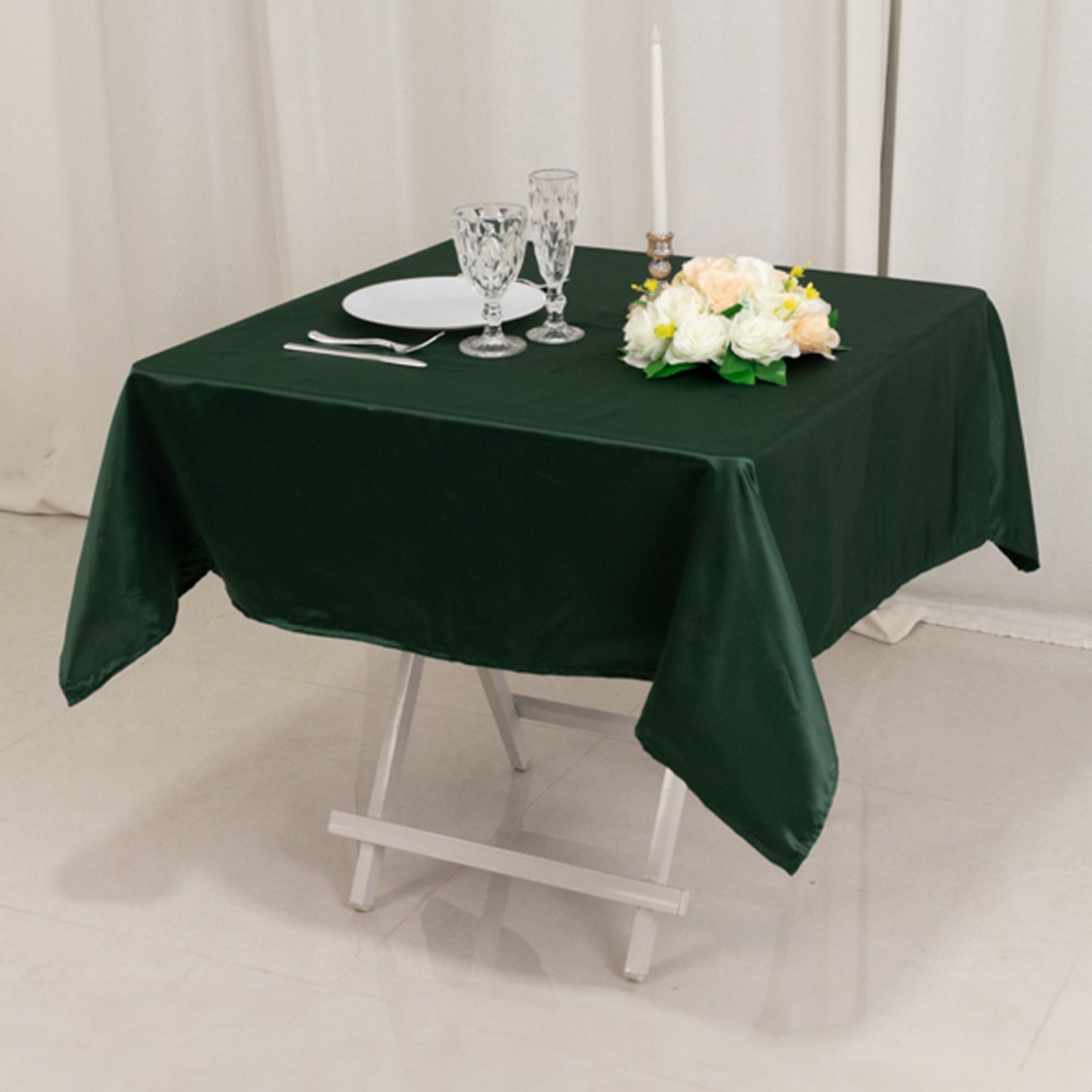 54"x54" Square Lamour Satin Tablecloths for a Wedding Party Decorations Supplies - Picture 64 of 135