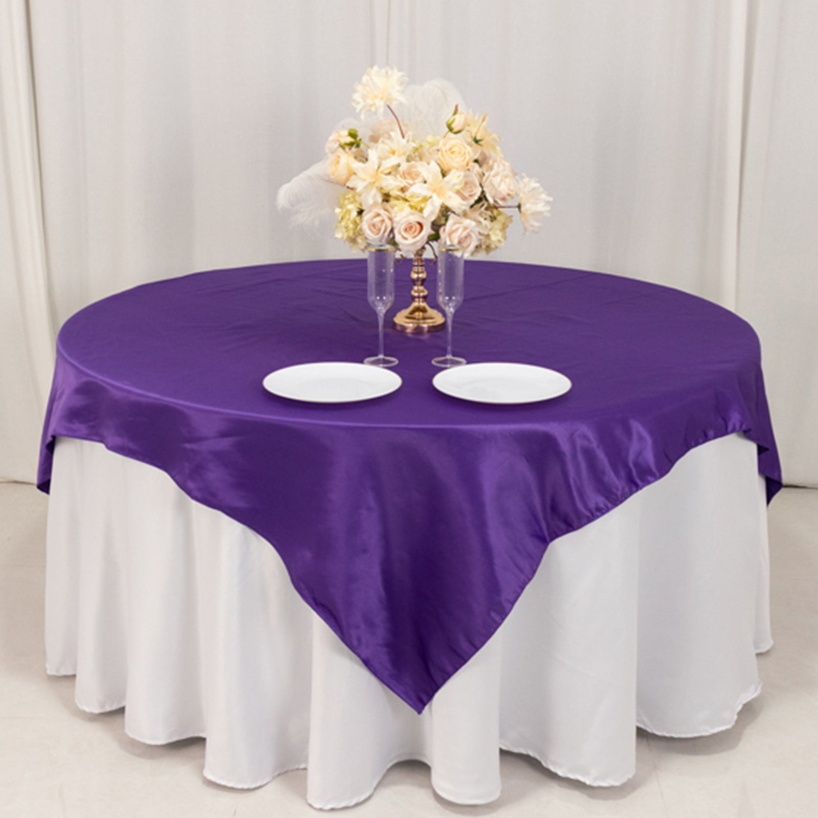 72" Square SATIN Table Overlay Smooth Finish Wedding Table Linens Decorations - Picture 125 of 171
