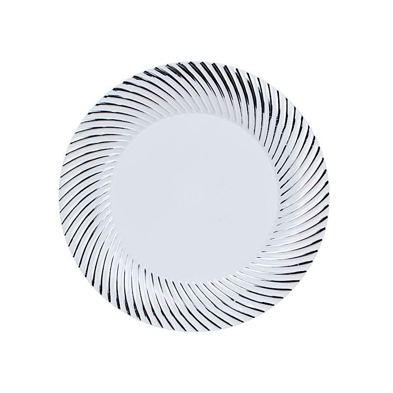 10 Round 9 in Disposable Dinner Plastic PLATES Swirl Design Trim Party Events - Picture 19 of 25