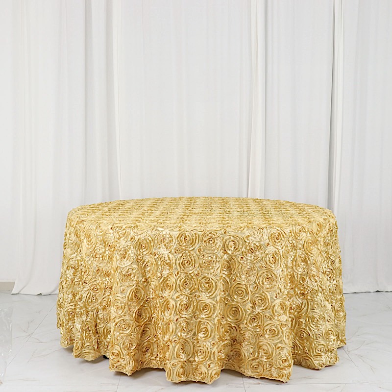 120-Inch ROUND Satin Ribbon Roses Tablecloth Decoration Dinner Wedding Linens - Picture 28 of 118